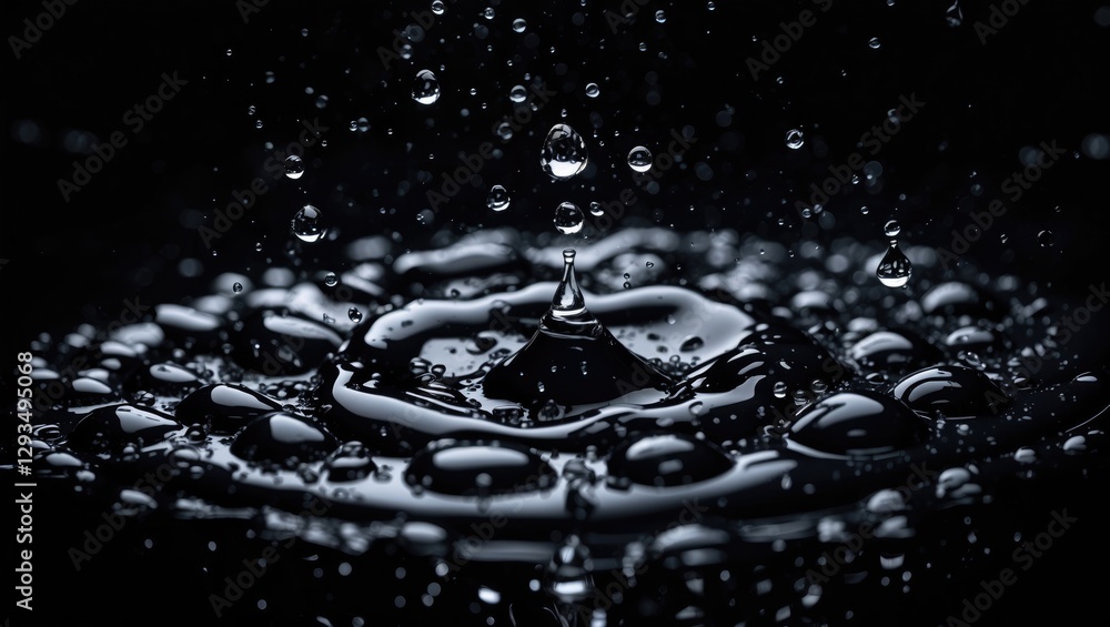 Poster intricate patterns of water droplets create a stunning visual effect against a dark background empha