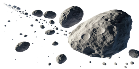 Flying asteroids cut out
