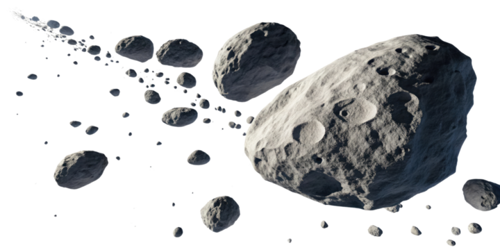 Flying asteroids cut out
