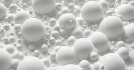 White foam bubbles pattern with a smooth and fluffy appearance, bubble texture, lightness