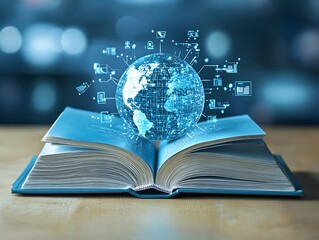 Global knowledge digital world emerging from book