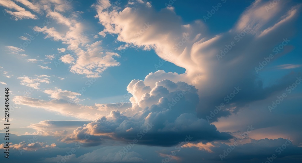 Aufkleber Serene blue sky background with dramatic clouds creating a tranquil atmosphere ideal for nature and weather related projects.
