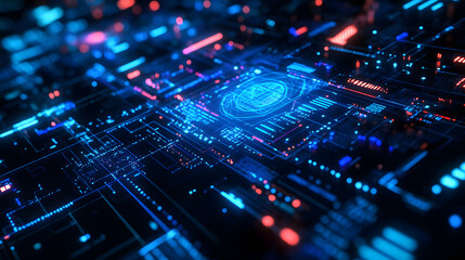 Obraz premium Futuristic wealth management platform visualization digital environment neon glowing aesthetics tech concept high-tech view