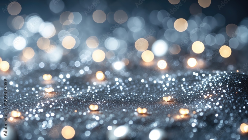 Aufkleber Bokeh Background with Glowing Silver Lights and Soft Defocus for Elegant Text Overlay and Design Elements