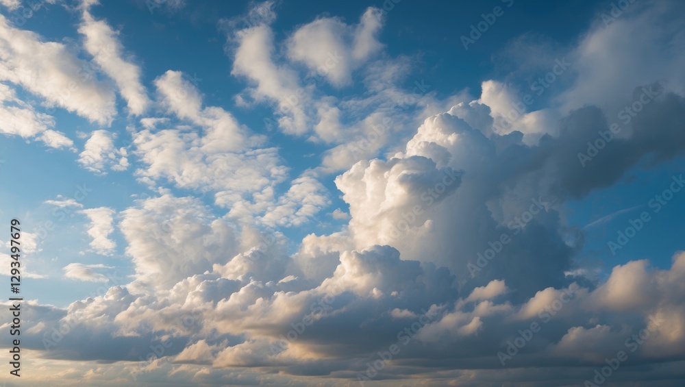 Poster vast blue sky filled with fluffy white clouds creating a peaceful and serene atmosphere ideal for ba