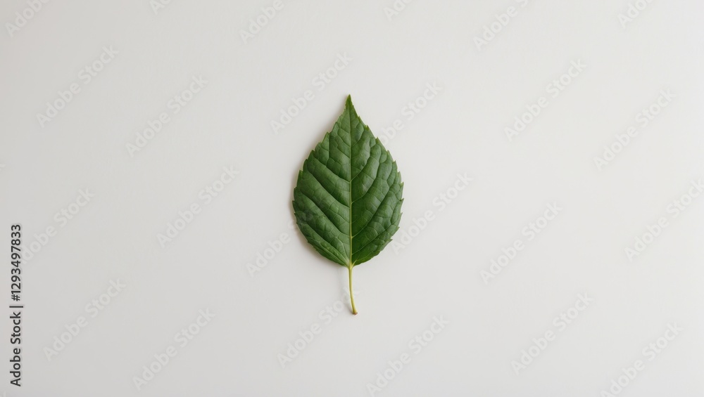 Poster isolated green leaf on a clean white background highlighting natural texture and simplicity for bota