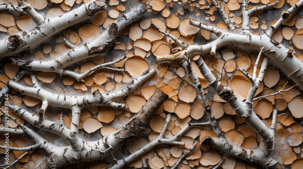 Poster birch branch texture showcasing intricate patterns of wood and bark for natural design and decoratio
