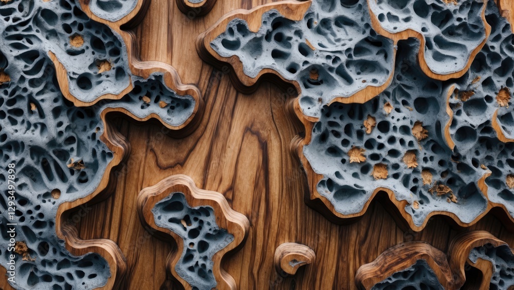 Poster intricate wood surface with unique mold patterns showcasing natural textures and organic shapes in a