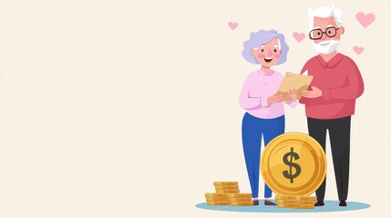 Naklejka premium Planning financial security for retirement an elderly couple's journey home office infographic motivational financial icon