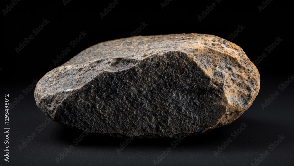 Poster natural stone showcasing intricate texture details isolated on a black background highlighting its r