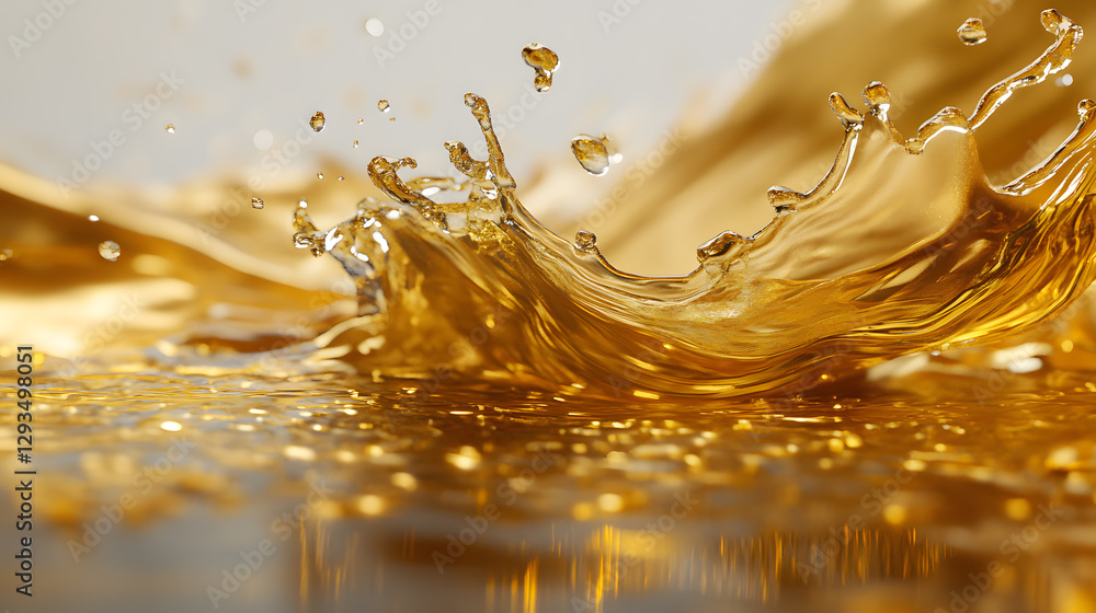 Poster Dynamic liquid gold splashes captured midair in a studio setting high-quality visuals of fluid art