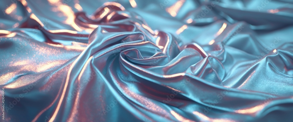 Aufkleber Shimmering silvery fabric with intricate folds and reflections ideal for backgrounds and textures in design projects