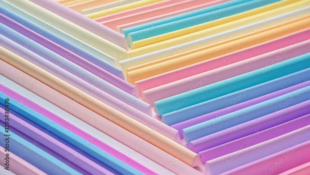 Poster pastel gradient lines in soft shades creating a calming abstract texture for modern design and artis