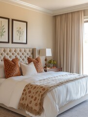 A modern bedroom decorated in a clean and minimalist style