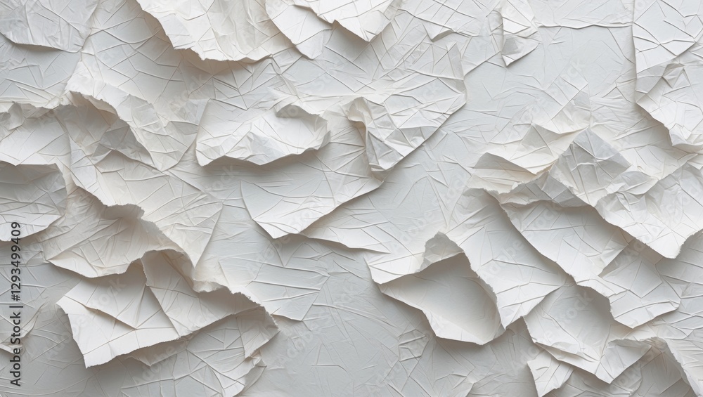 Aufkleber textured crumpled white paper background with distinct surface details for creative design and artis