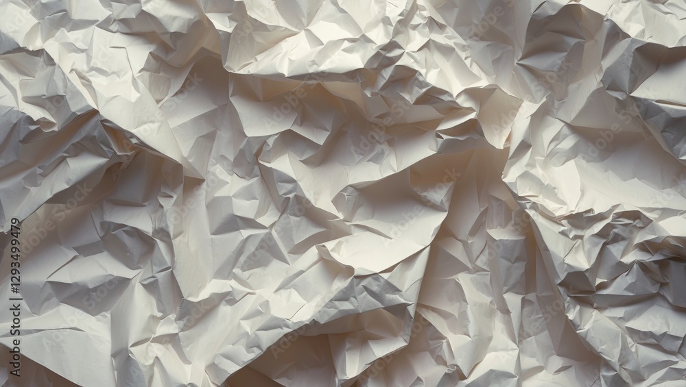Poster crumpled white paper texture background for design and creative projects showcasing organic patterns