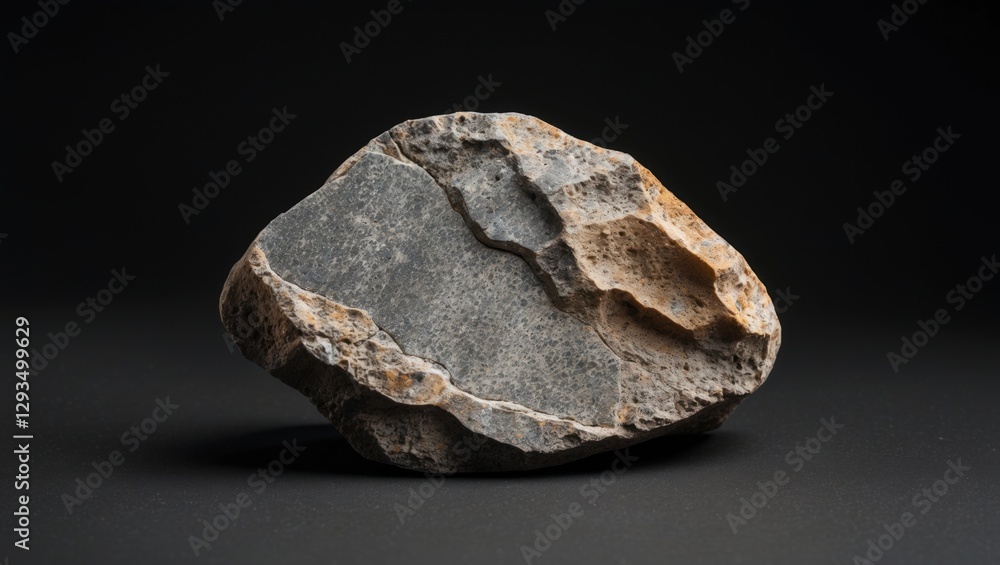Poster natural stone close-up showcasing intricate texture details against a contrasting black background f