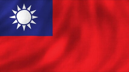 Taiwan flag wavy animation with fabric texture. 4K quality footage - Powered by Adobe