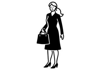 Woman with Shopping Bag silhouette vector illustration