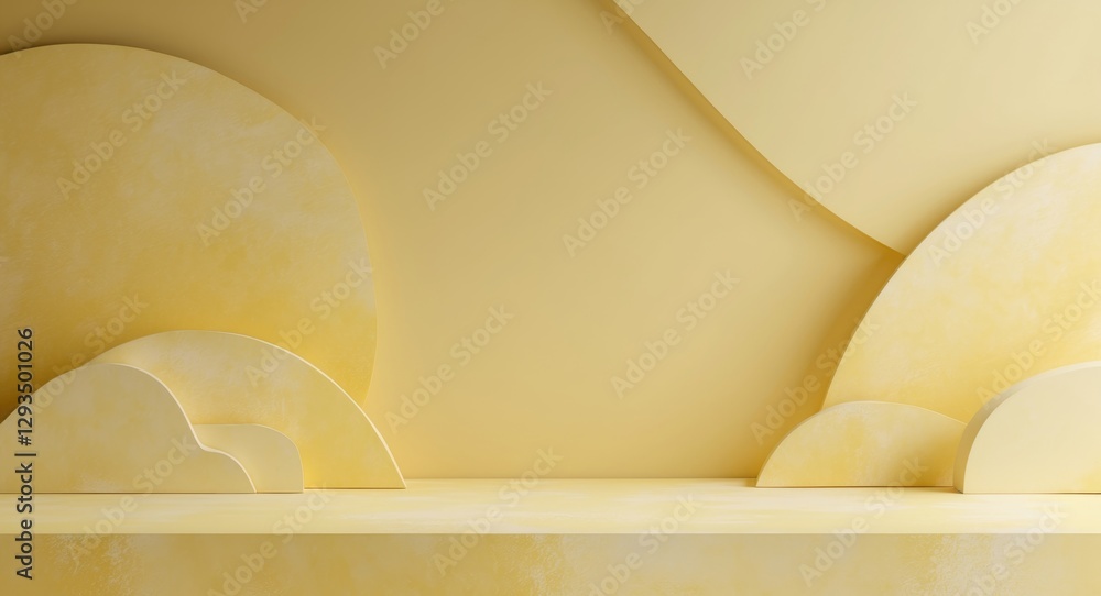 Aufkleber Minimalist Yellow Abstract Background Featuring Geometric Shapes and Ample Copy Space for Text or Branding
