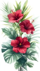 Tropical Hibiscus Bouquet Illustration