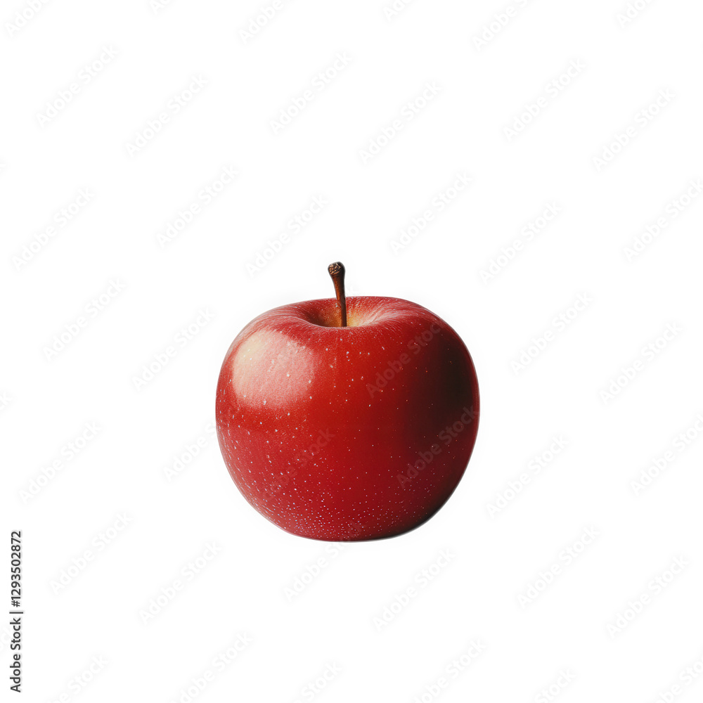 Poster single. shiny red apple placed on a light-colored background. emphasizing its vibrant color and smoo