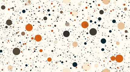 Seamless polka dot pattern with dense layout, featuring overlapping brown dots on an off-white background, creating a modern, clean design ideal for high-fashion textiles and contemporary fabrics.