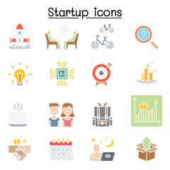 Startup icon set in thin line style