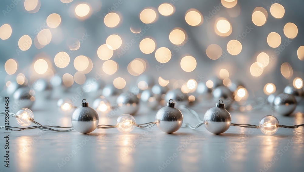 Aufkleber silver and white bokeh lights create a dreamy abstract background ideal for festive themes and elega