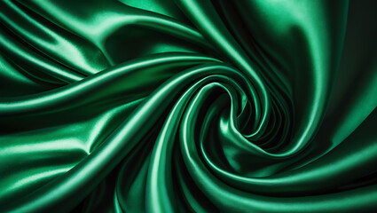 Obraz premium Luxurious emerald green satin folds with soft shadows