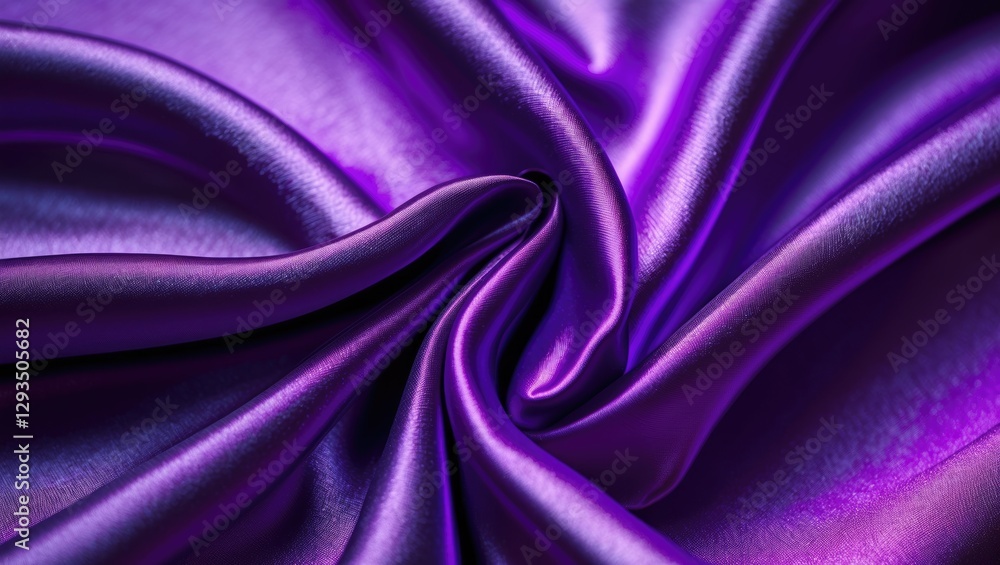 Poster Vibrant violet silk fabric texture with soft folds creating a luxurious background ideal for elegant designs and copy space.