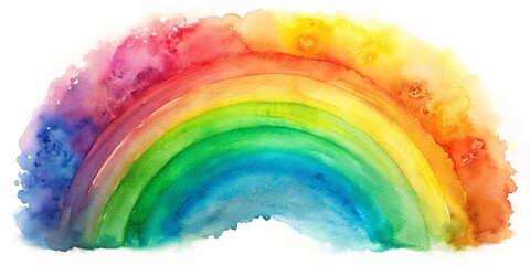 Vibrant and Colorful Watercolor Rainbow Artwork with Soft Washes