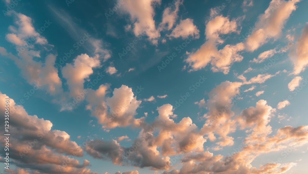 Aufkleber Calm and serene sky with fluffy clouds and a vibrant blue background ideal for backgrounds and nature-themed projects.