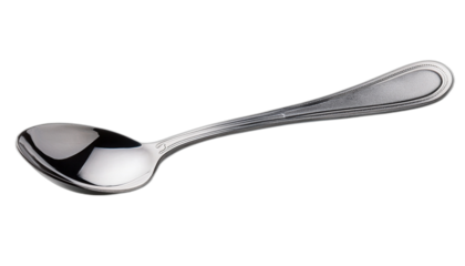 Stainless steel soup spoon isolated on white background