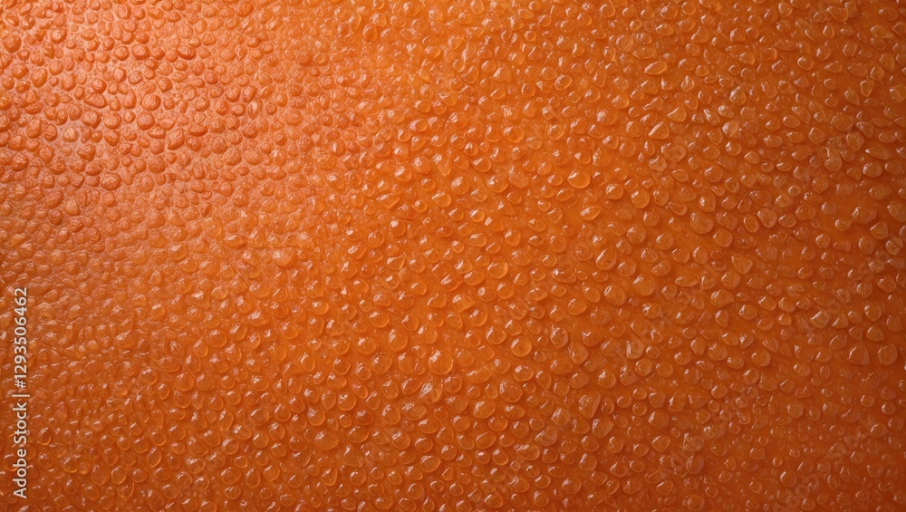 Poster closeup of an orange textured surface featuring intricate patterns and moisture droplets creating a 