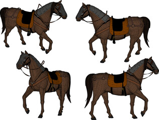 vector sketch illustration of royal horse design for fighting in the battlefield  