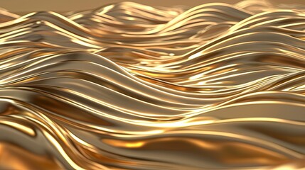 Golden Waves of Soft Smooth Fluid Texture in Bright Light