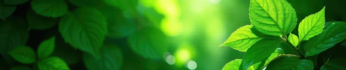Obraz premium Deep emerald green, sunlight filtering through dense leaves, paradise, jungle