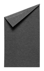 Black isolated cut out blank paper note cardboard with folded corner dog-ear earmark and copy space...