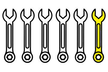 set of Wrench & pliers silhouette vector illustration