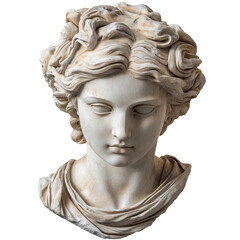 Elegant Antique Marble Woman Bust Sculpture 3d art head face isolated on transparent background