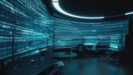 Obraz premium Coding room's immersive digital environment