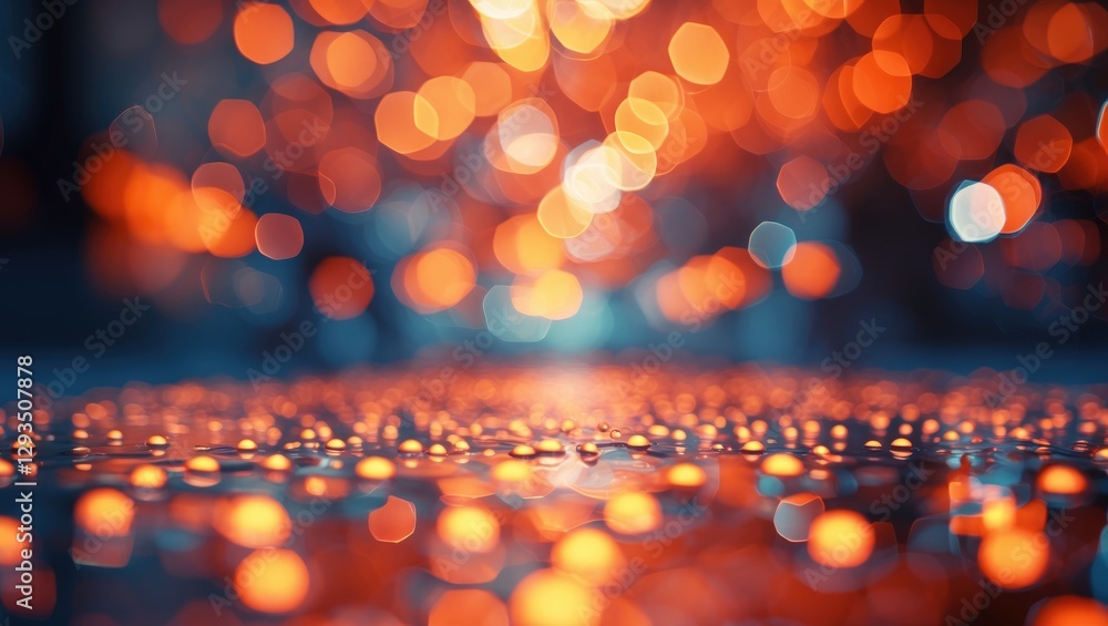 Poster vibrant orange bokeh lights with a soft blurred background creating a warm and inviting atmosphere s