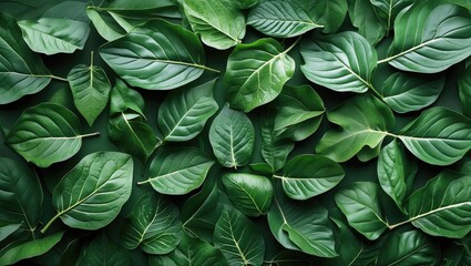 Lush green leaf texture background with rich foliage for design and copy space, ideal for nature-themed projects and creative uses.