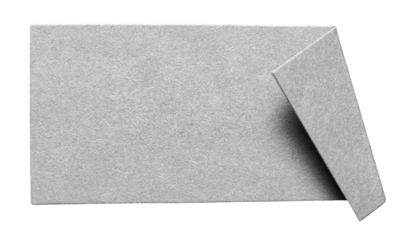 Grey isolated cut out blank paper note cardboard with folded corner dog-ear earmark and copy space for text, transparent png background design element