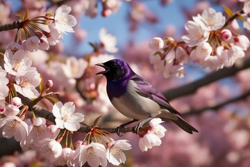 Violet-backed Starling in the Blossom Canopy