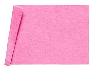 Pink isolated cut out blank paper note cardboard with folded corner dog-ear earmark and copy space for text, transparent png background design element