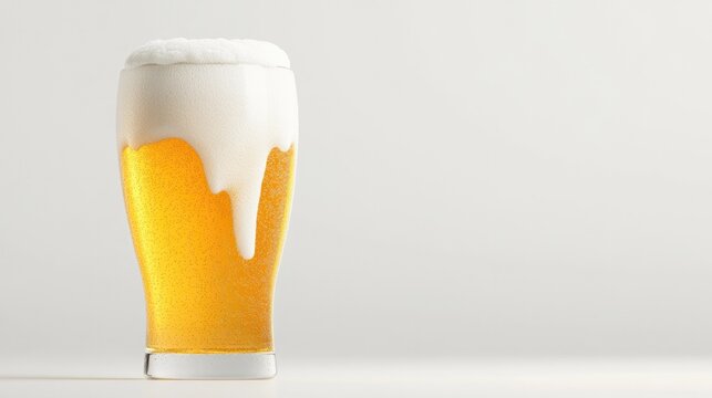 Refreshing beer in frosty glass, showcasing golden hues and frot