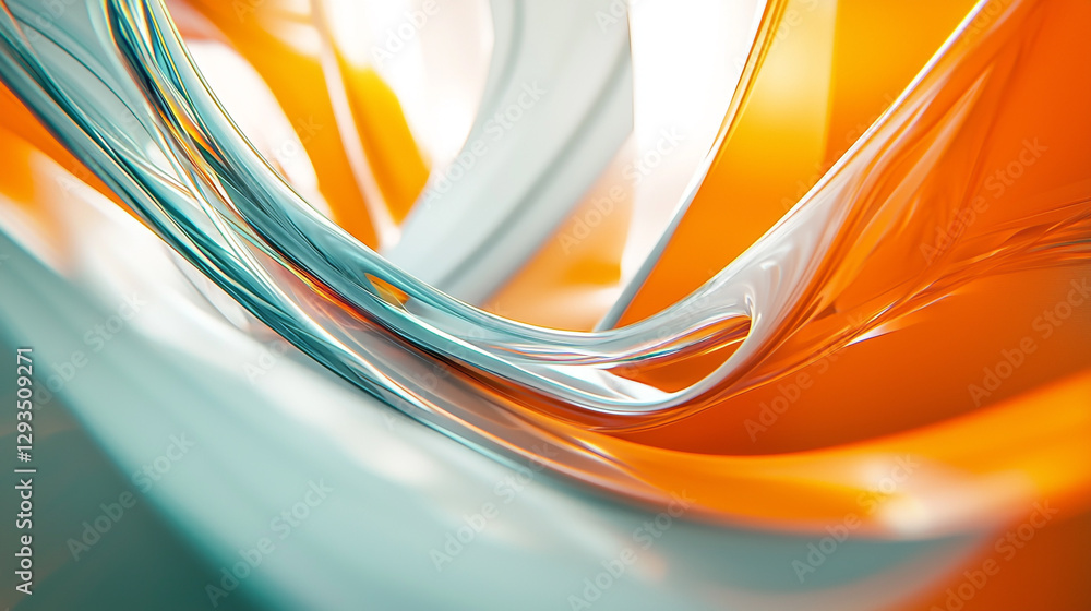 Poster abstract orange and teal liquid swirls modern background design art wave flow curve shiny style colo