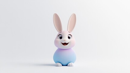 Cheerful rabbit character with bright colors, large ears, and fr